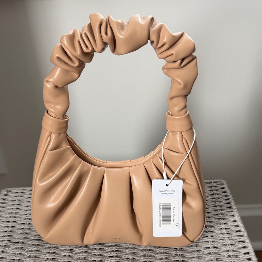 Beige Ruched Handle Women's Bag